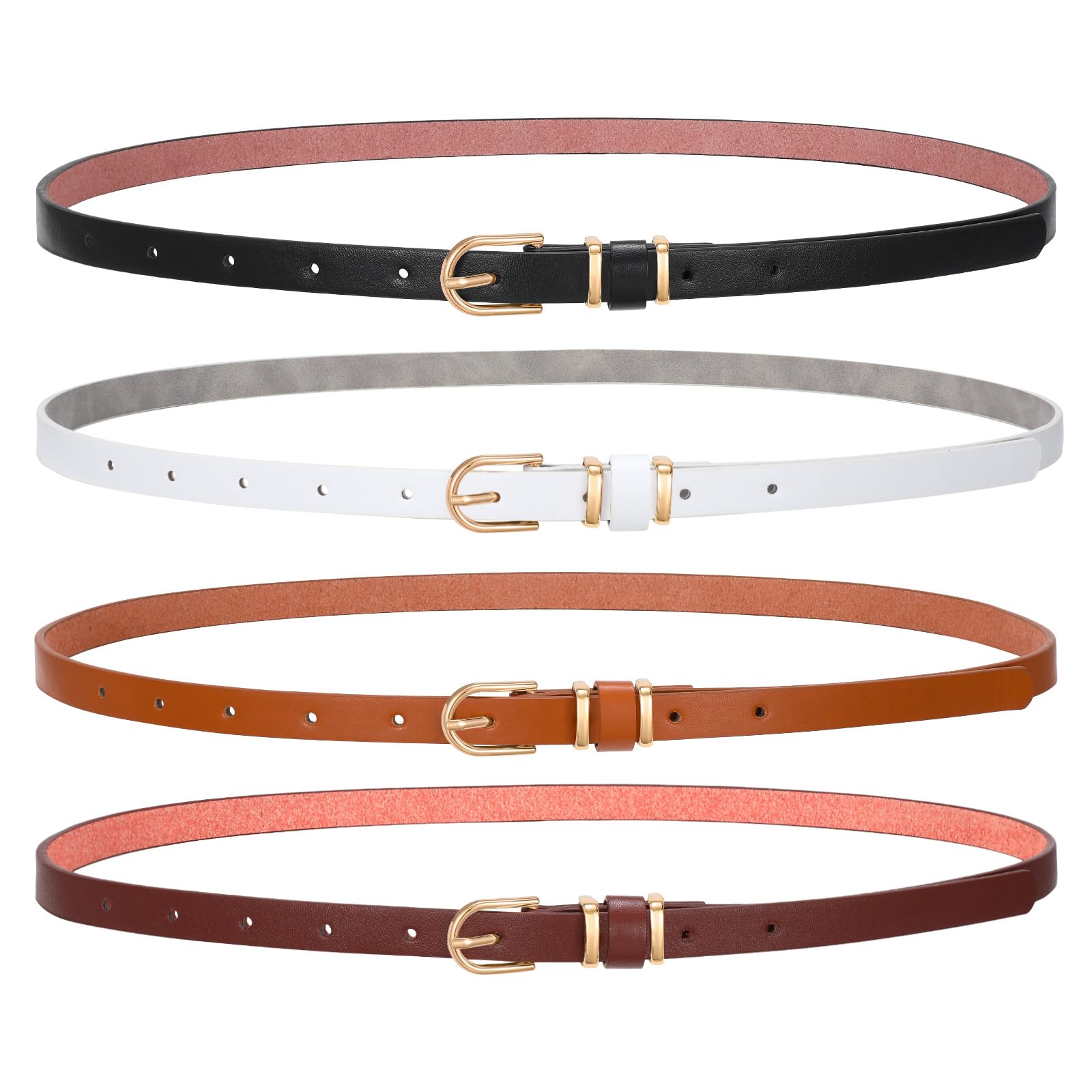 Buy SANSTHS Set Of 4 Womens Thin Belts Skinny Leather Belt With